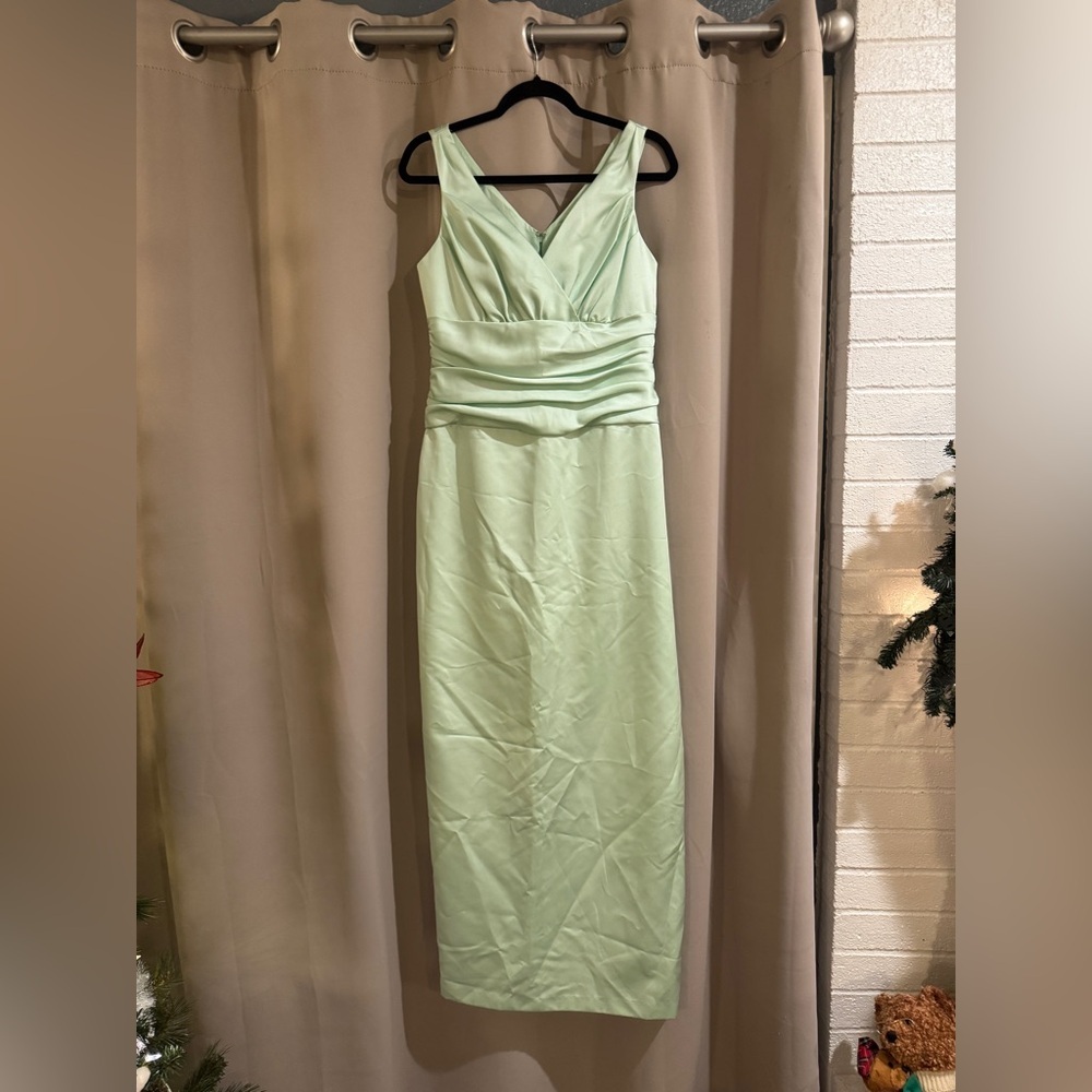 David's Bridal Mint Green Midi Dress